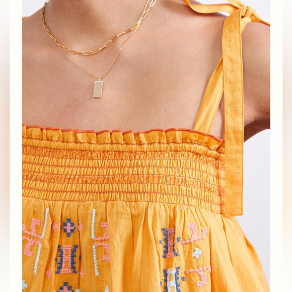 Anthropologie Embroidered Swing Tank in Gold Size XS - Picture 7 of 7